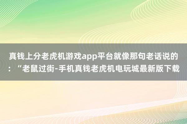 真钱上分老虎机游戏app平台就像那句老话说的：“老鼠过街-手机真钱老虎机电玩城最新版下载